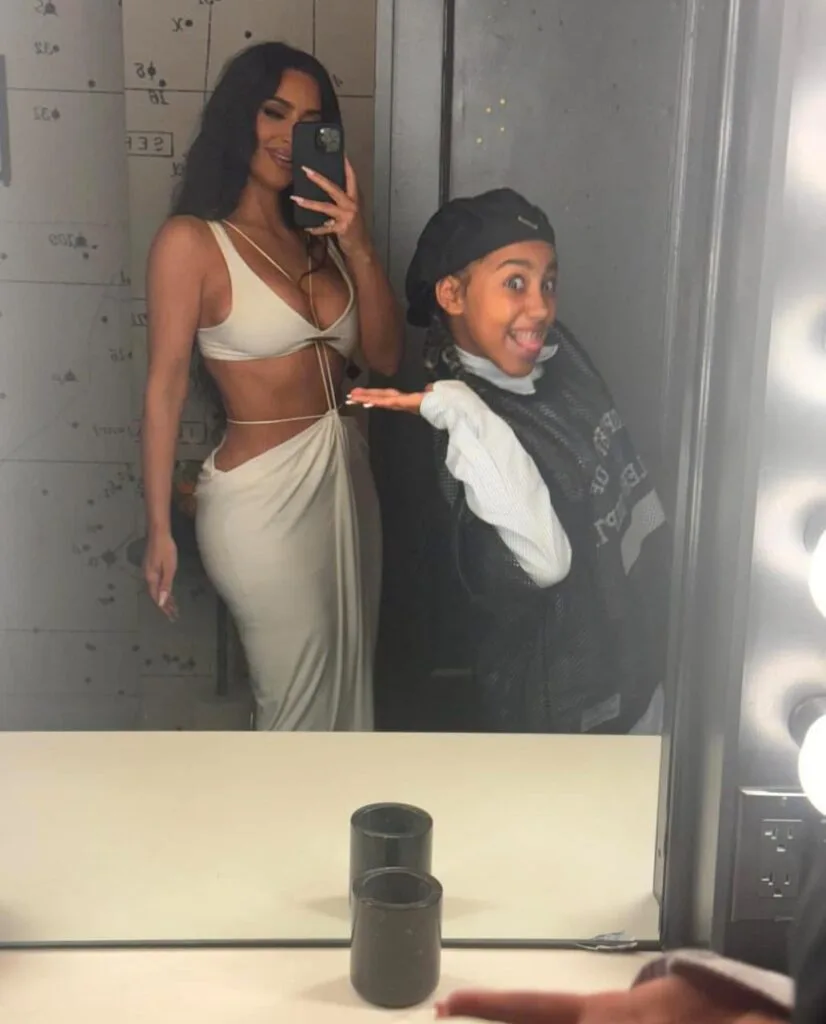 Kim Kardashian and North West posing for selfie
